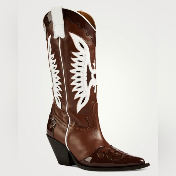 NWOB TORAL Far Brown Leather Knee-High Western Cowboy Boots $591 size 37 US 7 - Picture 3 of 14